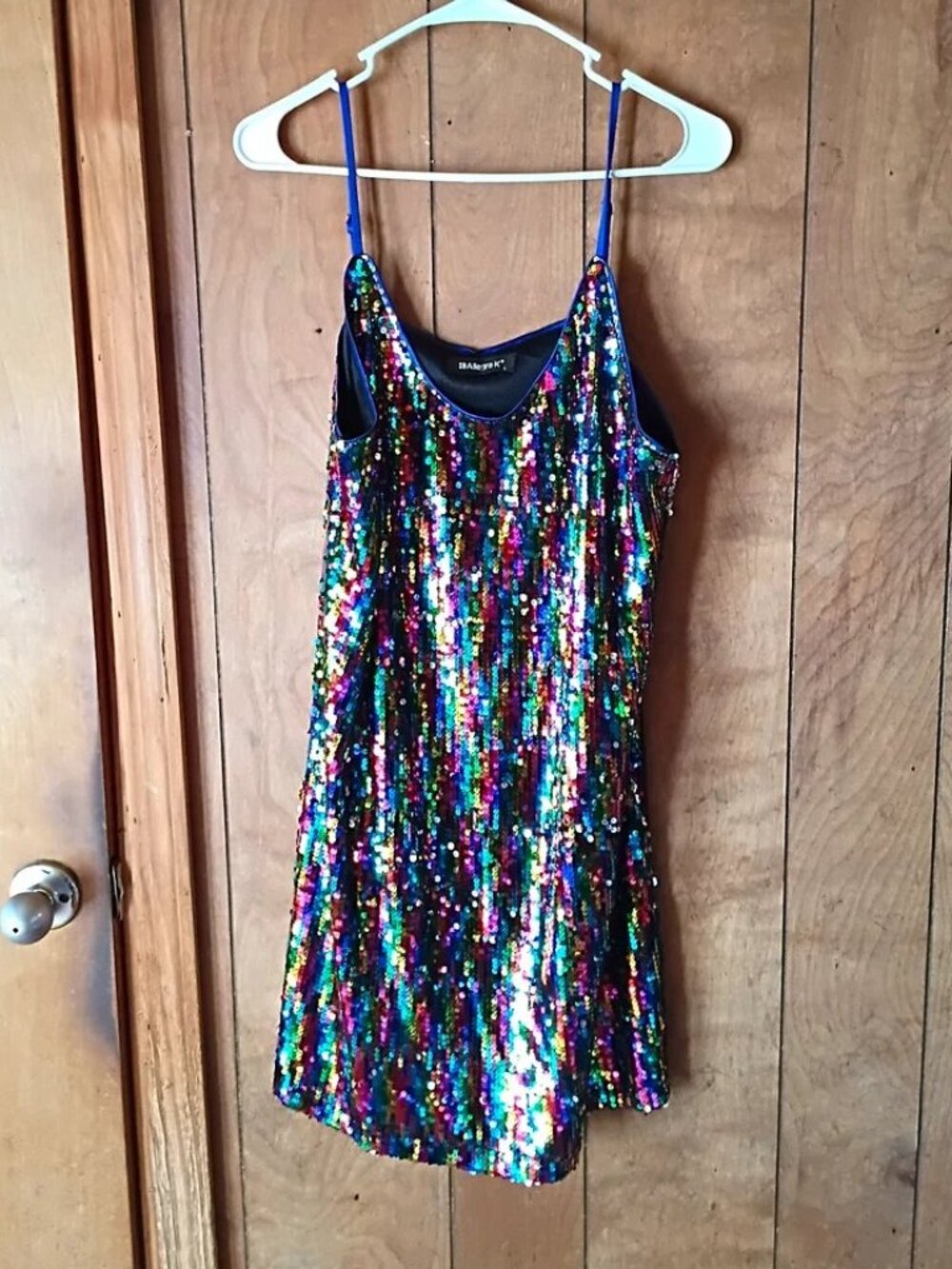 Allegra K Women’s Rainbow Sequin Mini Dress Size L Colorful Party Cocktail NWT